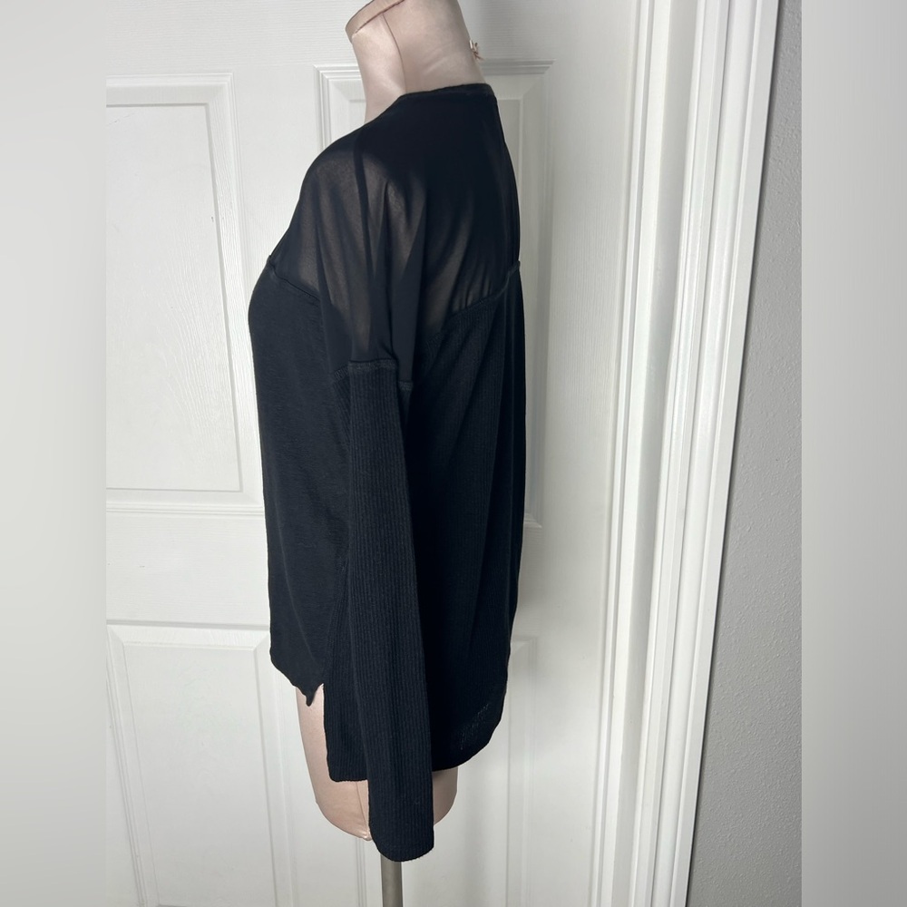 Sandro Paris Sheer Panel Black Blouse Sz1 - Picture 6 of 10